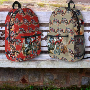 Dirt Bike Riders Motocross Racing Printed Backpack