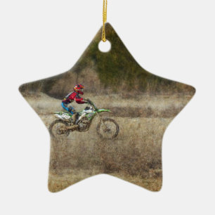 Dirt Bike Riding Ceramic Tree Decoration