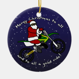 Dirt Bike Santa Christmas Ornament