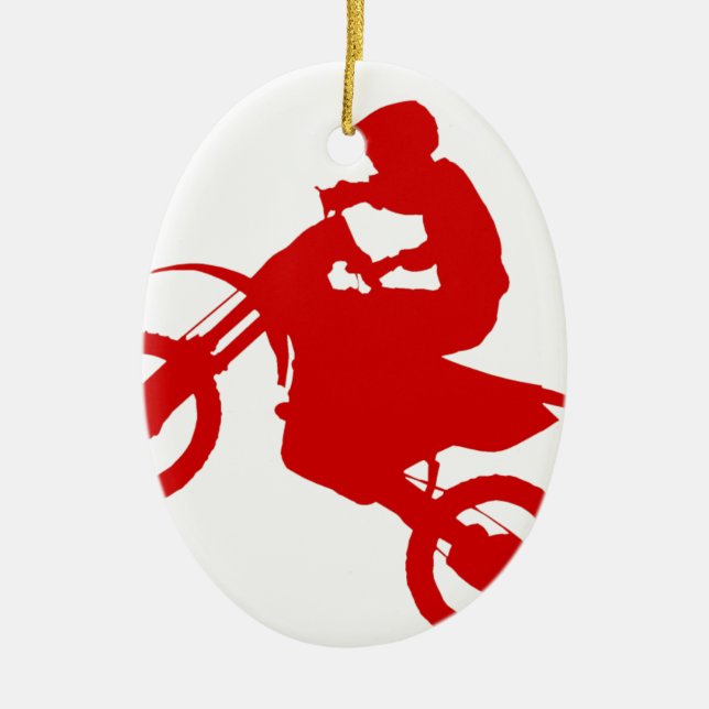 DIRT BIKE (scarlet) Ceramic Tree Decoration (Front)