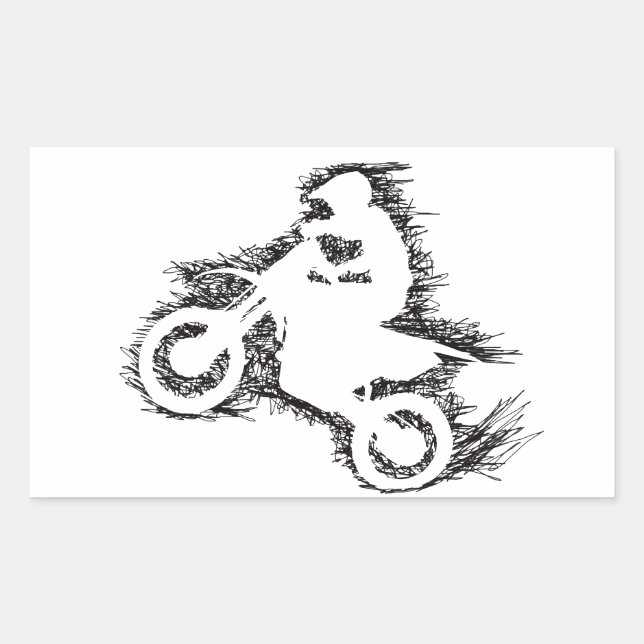 DIRT BIKE (scribble black) Rectangular Sticker (Front)
