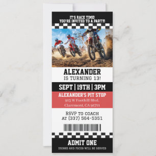 Dirt Bike Ticket Birthday Party Invitation