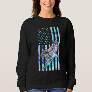 Dirt Bike Tie Dye American Flag Motocross Biker 4t Sweatshirt