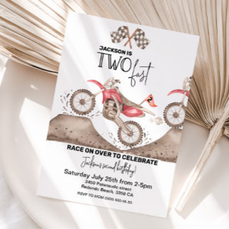 Dirt Bike TWO FAST birthday invitation