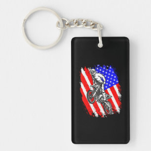 Dirt Bike USA Flag Motocross American Flag Key Ring