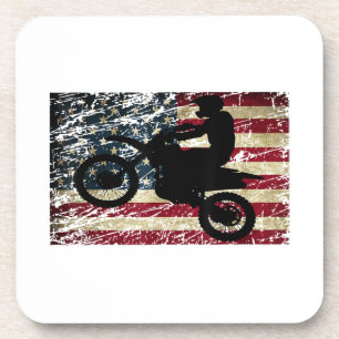 Dirt Bike USA Flag T-Shirt Motocross American Flag Coaster