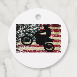 Dirt Bike USA Flag T-Shirt Motocross American Flag Favour Tags
