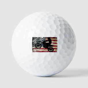 Dirt Bike USA Flag T-Shirt Motocross American Flag Golf Balls