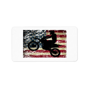 Dirt Bike USA Flag T-Shirt Motocross American Flag Label