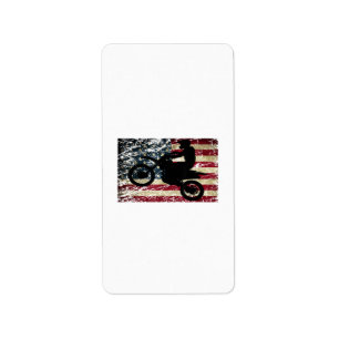 Dirt Bike USA Flag T-Shirt Motocross American Flag Label