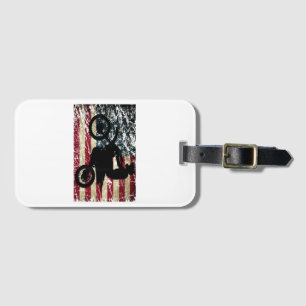 Dirt Bike USA Flag T-Shirt Motocross American Flag Luggage Tag