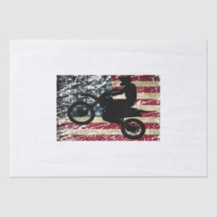 Dirt Bike USA Flag T-Shirt Motocross American Flag Tissue Paper