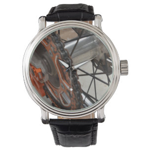 Dirt Bike Wheel, Mens Leather Vintage Watch. Watch