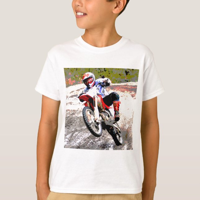 Dirt Bike Wheeling in the Mud in Colour T-Shirt (Front)