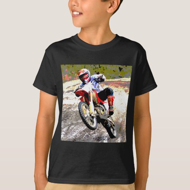 Dirt Bike Wheeling in the Mud in Colour T-Shirt (Front)