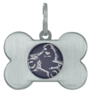 DIRT BIKE ( white scribble ) Pet Name Tag