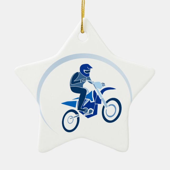 Dirt Biker Vector Biking Ceramic Ornament (Front)