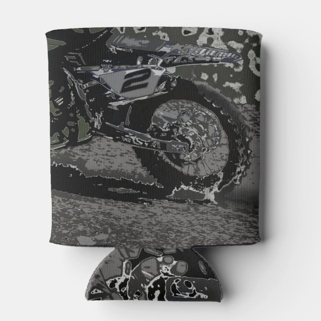 Dirt Biking (Black & White) Can Cooler (Back)