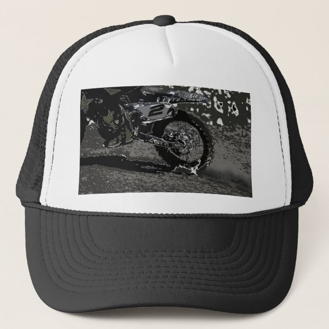 Dirt Biking (Black & White) Trucker Hat (Front)