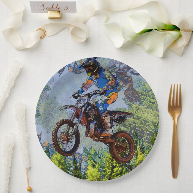 Dirt-Biking Fools - Motocross Racers   Paper Plate (Wedding)