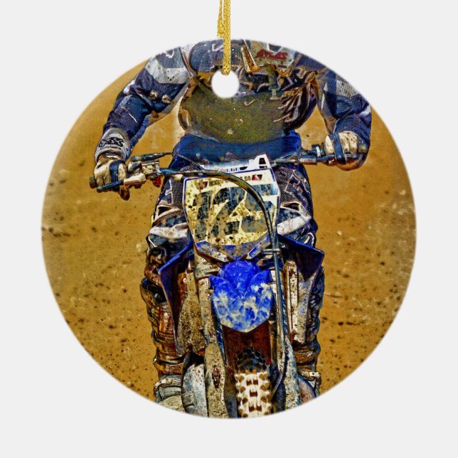 Dirt-Biking Moto-X Champ Designer #Gift Ceramic Tree Decoration (Back)