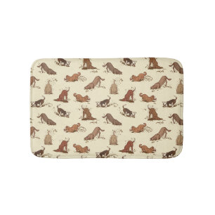Dirt Digging Dogs - beach vacation pattern. Bath Mat