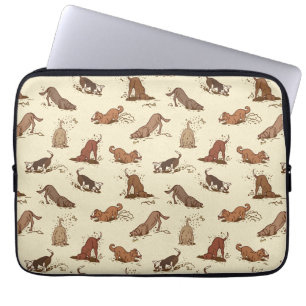 Dirt Digging Dogs - beach vacation pattern. Laptop Sleeve