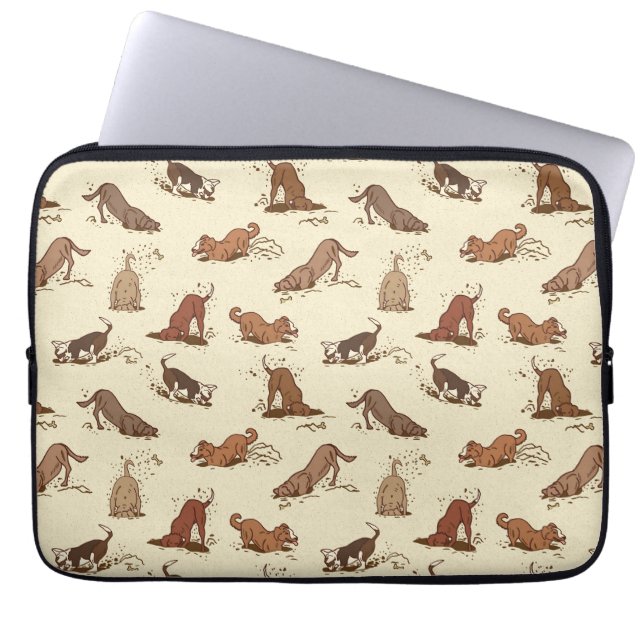Dirt Digging Dogs - beach vacation pattern.   Laptop Sleeve (Front)