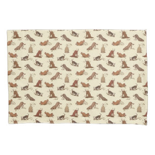 Dirt Digging Dogs - beach vacation pattern.   Pillowcase