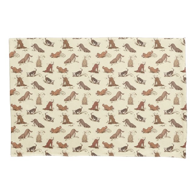 Dirt Digging Dogs - beach vacation pattern.   Pillowcase (Front)