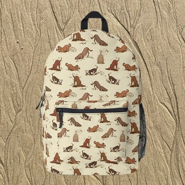 Dirt Digging Dogs - beach vacation pattern.   Printed Backpack (Creator Uploaded)