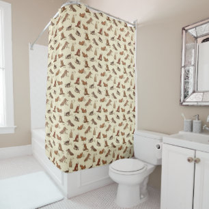 Dirt Digging Dogs - beach vacation pattern. Shower Curtain