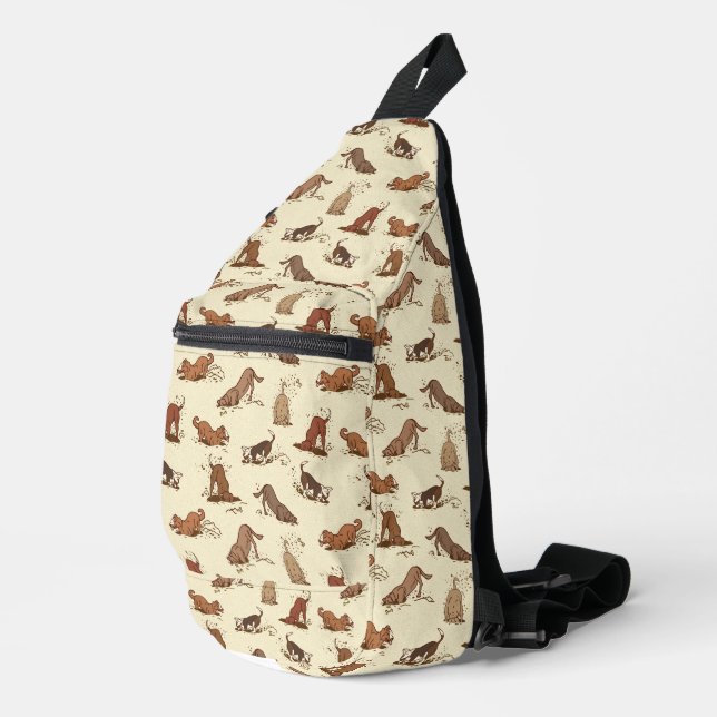 Dirt Digging Dogs - beach vacation pattern.   Sling Bag (Right Corner)