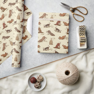 Dirt Digging Dogs - beach vacation pattern. Wrapping Paper