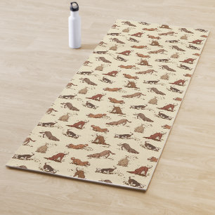Dirt Digging Dogs - beach vacation pattern.   Yoga Mat
