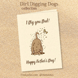 Dirt Digging Dogs - Happy Father's Day. Card
