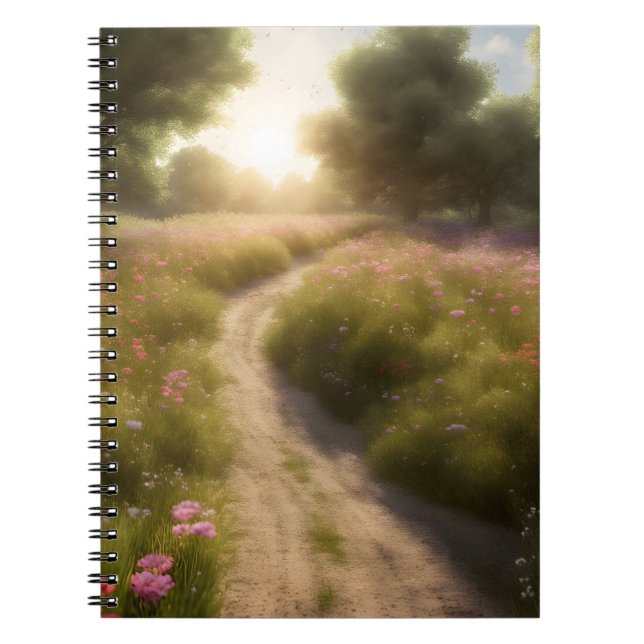 Dirt Path In Wildflower Meadow Notebook (Front)