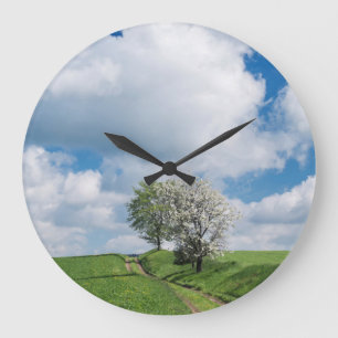 Dirt Road and Apple Trees Large Clock