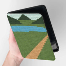 Dirt Road Green Grassland Artisan Crochet Print