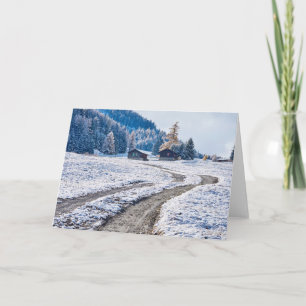 Dirt Road in the Snow Ground, European Alps Card
