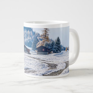 Dirt Road in the Snow Ground, European Alps Large Coffee Mug