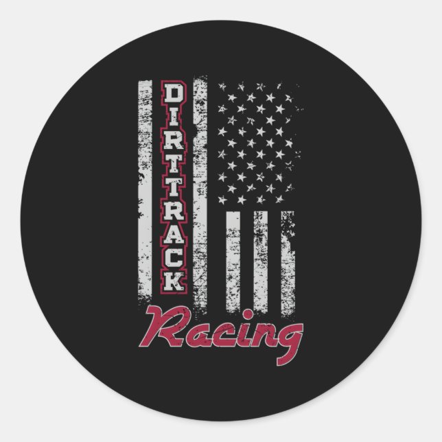 Dirt Track Racing American Flag Classic Round Sticker (Front)