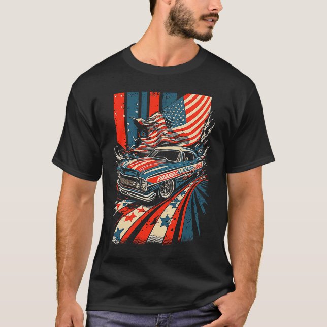 Dirt Track Racing Automobile Race American Indepen T-Shirt (Front)