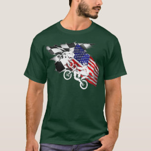 Dirt Track Racing Motocross X Bike USA Patriotic T-Shirt
