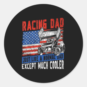 Dirt Track Racing Race Dad Vintage American Flag P Classic Round Sticker