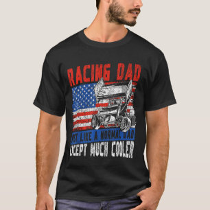 Dirt Track Racing Race Dad Vintage American Flag P T-Shirt