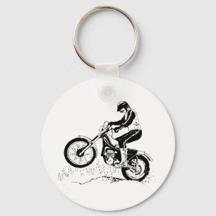 Dirtbike Rider Black Graphic Silhouette Key Ring
