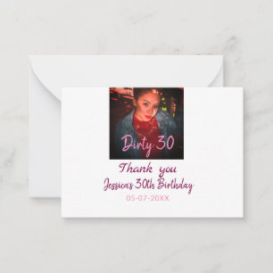 Dirty 30 Birthday add name pink add photo date Card