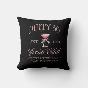 Dirty 30 Coquette Martini With a Bow  Cushion