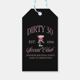Dirty 30 Coquette Martini With a Bow  Gift Tags